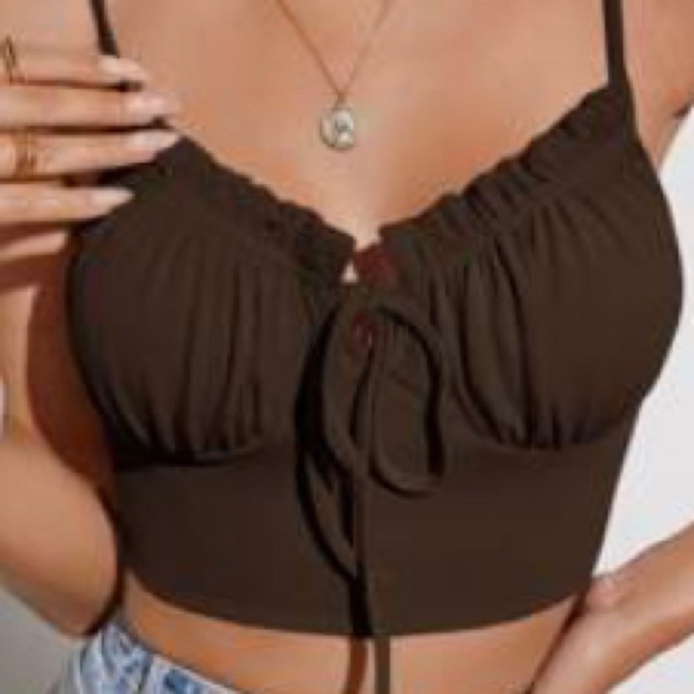 Brown cropped tank top size small